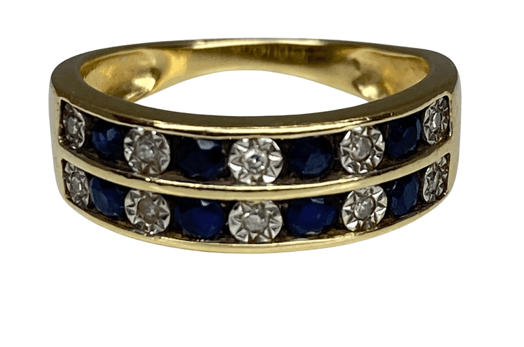 Bague 50 Bague en Or jaune, saphirs & diamants 58 Facettes