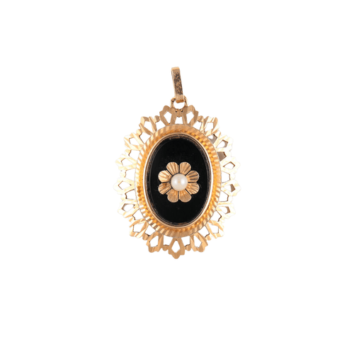 Pendentif Pendentif Onyx et Perle 58 Facettes JE56