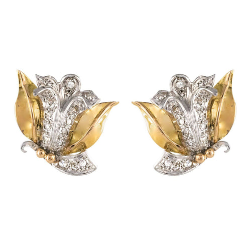 Boucles d'oreilles Boucles d'oreilles vintage fleurs diamants 58 Facettes 19-673