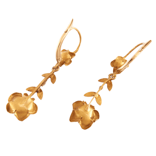 Boucles d'oreilles paire de pendants Art Nouveau à motifs floraux 58 Facettes