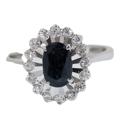 Bague 53 Bague Marguerite En Or Blanc, Saphir Et Diamants 58 Facettes 31757