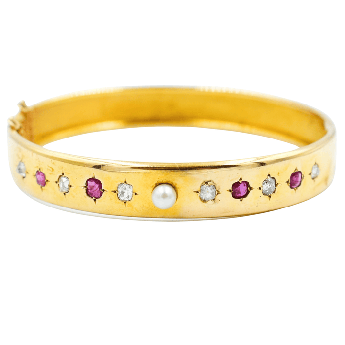 Bracelet Bracelet jonc or diamants rubis perle 58 Facettes 99