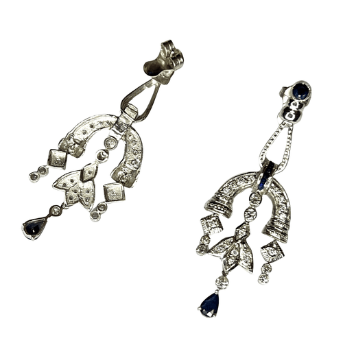 Boucles d'oreilles BOUCLES D'OREILLES ART DÉCO SAPHIRS DIAMANTS 58 Facettes 814A