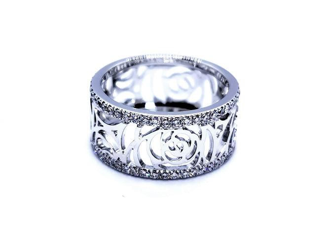 Bague 51 Chanel Bague Camélia Or blanc Diamant 58 Facettes 912047CN