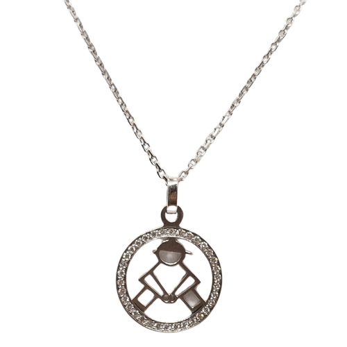 Collier Collier pendentif en or blanc et diamants Chaumet Little Boy 58 Facettes