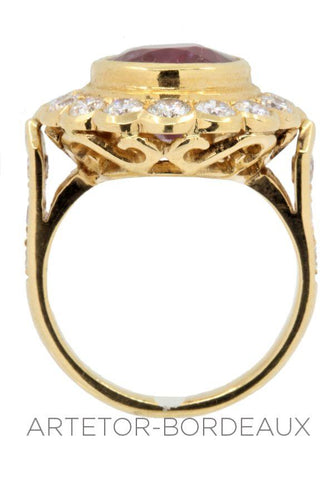 Bague 50 Bague rubis entourage diamants 58 Facettes 5471