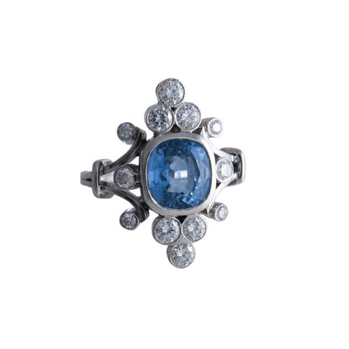 Bague 50 Bague Duchesse Saphir de Ceylan Diamants 58 Facettes 1