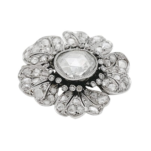 Broche Broche Fleur or et platine sertie de diamants. 58 Facettes 30165