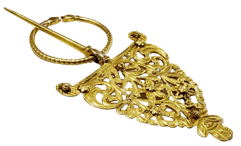 Broche Rare Fibule d'Afrique du Nord Or 22 carats 58 Facettes