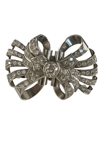 Broche Double Clip Or Et Diamants 58 Facettes 1064033