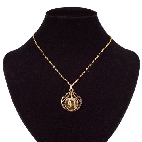 Pendentif Médaille ancienne or rose Vierge auréolée 58 Facettes 19-675