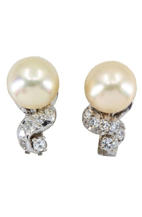 Boucles d'oreilles Boucles clips perles et diamants 58 Facettes 34211