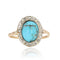 Bague 51 Bague ancienne ovale turquoise et diamants 58 Facettes 21-243-51