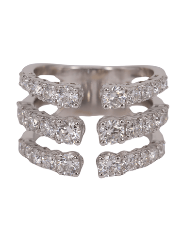Bague 53 Bague triple rang diamants ronds 58 Facettes P592