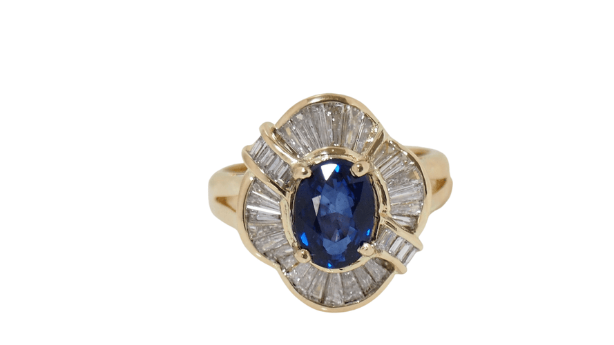 Bague 54 Bague Jupe Or Jaune Saphir Ovale Diamants 58 Facettes 31736