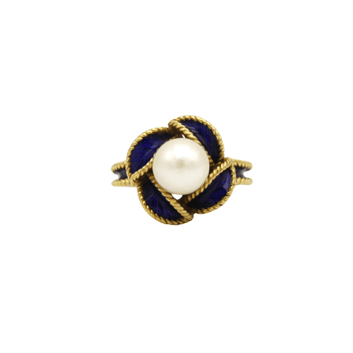Bague 46 Bague - Or, perle et émail 58 Facettes 230270R