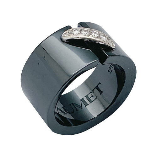 Bague 47 Bague Chaumet, "Liens", céramique noire, or blanc, diamants. 58 Facettes 30593