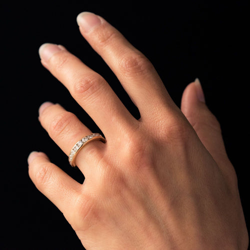 Bague 52 Demi alliance or jaune diamants 58 Facettes 20-257-48