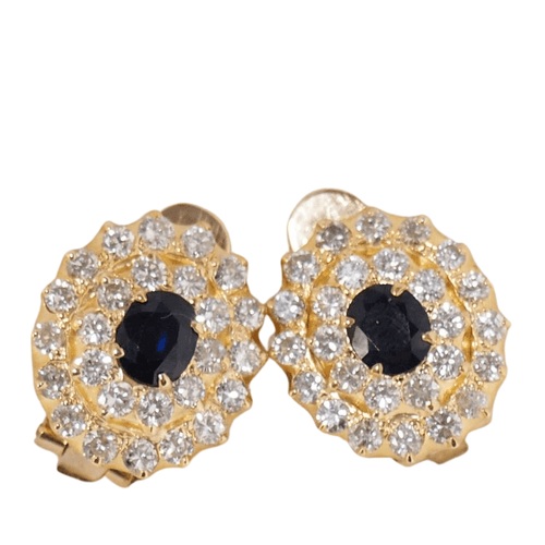 Boucles d'oreilles Boucles d'oreilles en or jaune, saphirs et diamants 58 Facettes 32071
