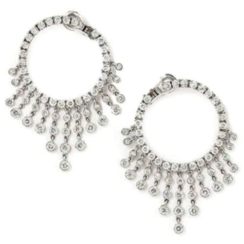 Boucles d'oreilles Boucles d'oreilles créoles en or blanc, diamants. 58 Facettes 25575