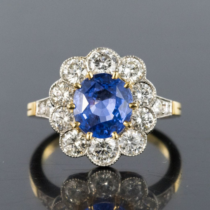 Bague 51 Bague saphir bleu et diamants 58 Facettes G44-8198953-51-1