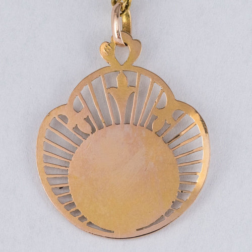Pendentif Médaille ancienne or rose Vierge auréolée 58 Facettes 19-675